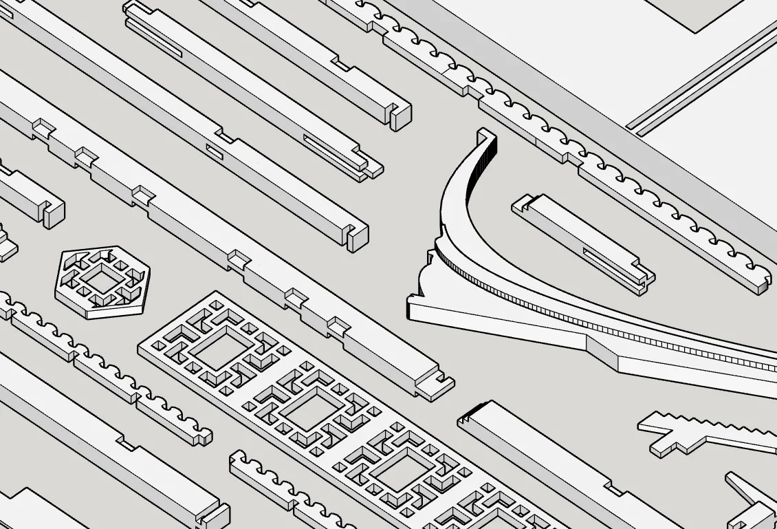 exploded model line drawing